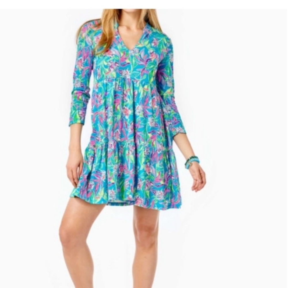Lilly Pulitzer Formentera turquoise Alaina Keep On Beleafing Dress